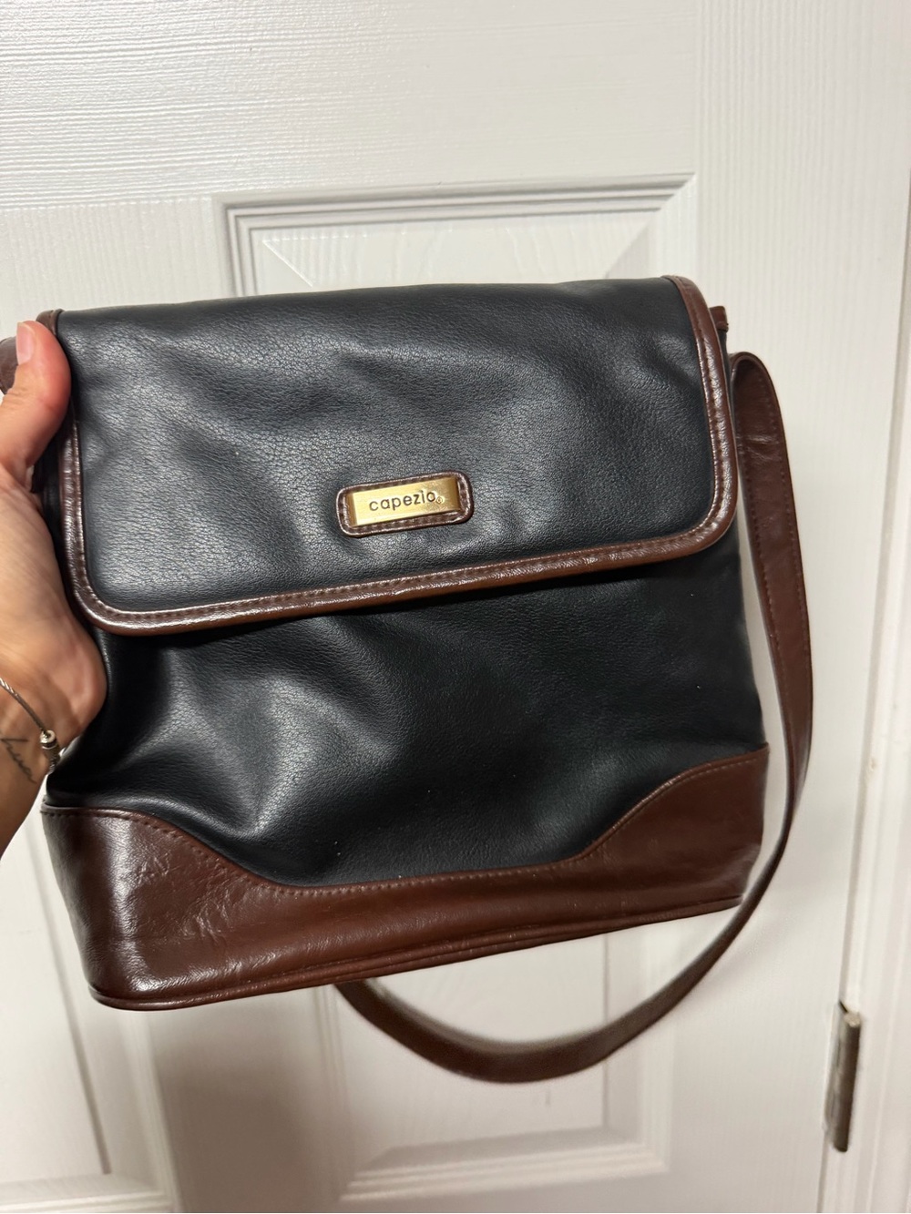 Capezio Black and Brown Messenger Crossbody Bag